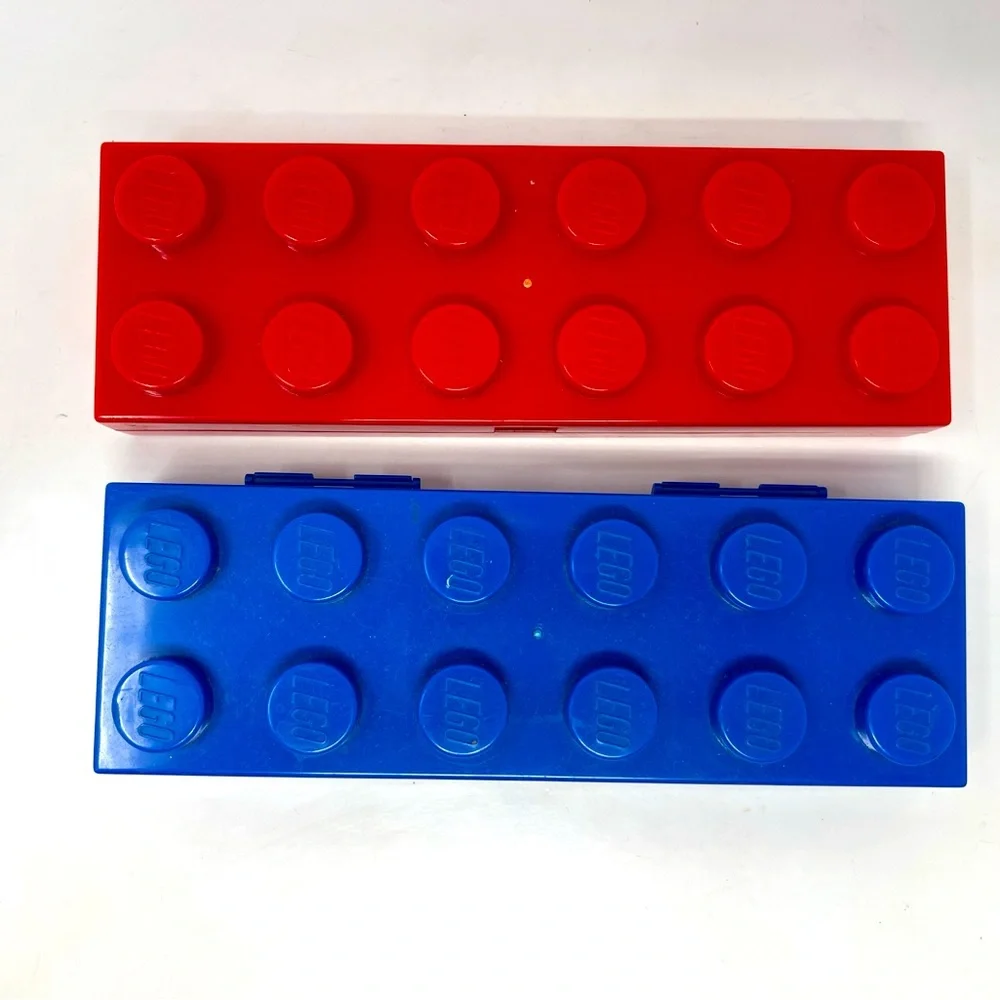 Lego pencil cases red and blue